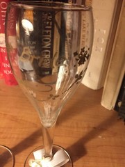 Bride and Groom Etched Decorative Champagne Flutes Glasses w/ Ribbons 8 1/2″