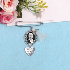 Wedding Boutonniere Bouquet Photo Memorial Charm Pin Mother of The Bride Gift