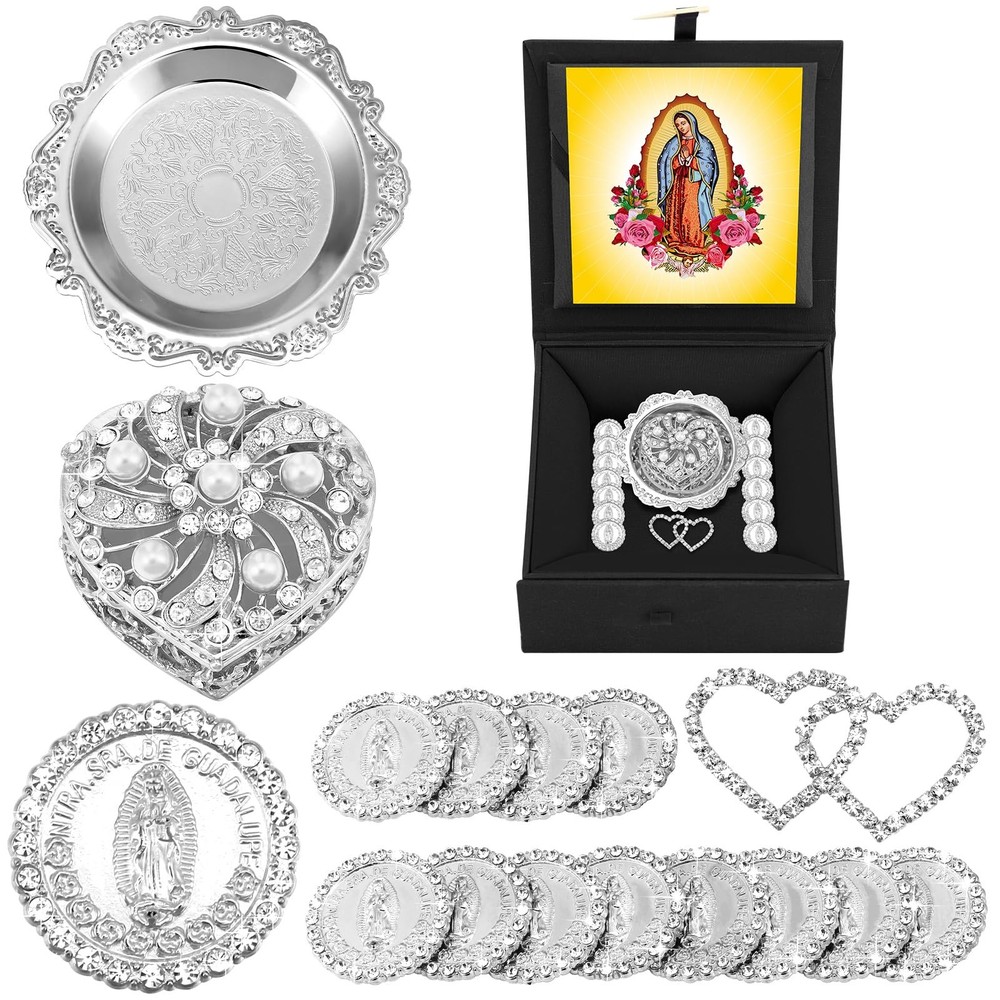 Dingion Wedding Arras Coins Set Para 9.06 x 6.69 x 2.76 inches, Silver