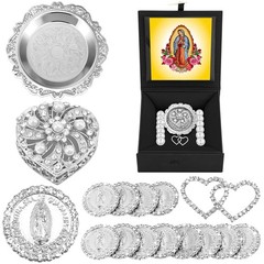 Dingion Wedding Arras Coins Set Para 9.06 x 6.69 x 2.76 inches, Silver