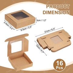 16Pcs Kraft Soap Boxes 4.1″ x 4.1″ x 1.2″ Mini Kraft Treat Boxes Light Brown