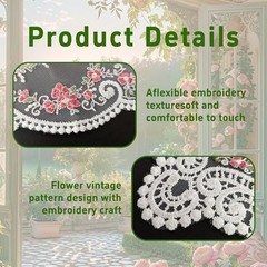 2Pcs Oval Embroidered Retro Lace Placemats for Home 14.6 X 9.8 Inch White