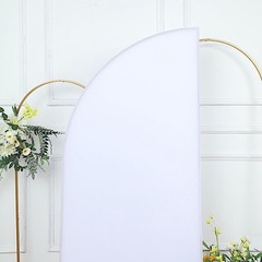 6 ft x 3 ft Matte WHITE Fitted Spandex Half Moon Backdrop STAND COVER Party