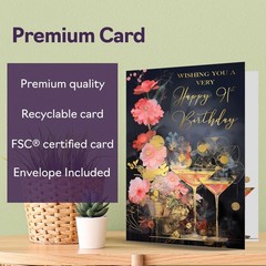 Beautiful Gold 91st Birthday Cards for Women Men – Wonderful Golden Cocktails…