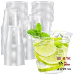 100 Pack 9 oz Clear Plastic Cups – Disposable Wine Cocktail Cups – 100 Pack