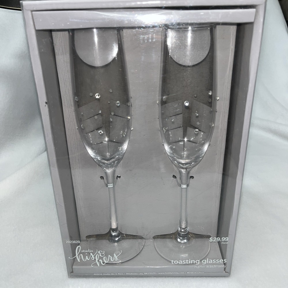 Studio His & Hers Wedding Toasting Glasses Tapered Two-Piece Set Of 2
