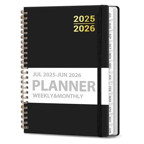 Planner 2025-2026 for Women & Men, Weekly and Black（July 2025-June 2026)
