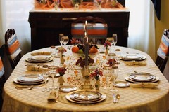 Chair Sash Ensembles Cream, Blue & Orange, Variety -Check details, Pre-tied