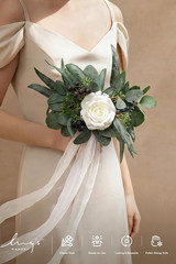 Artificial Bridesmaid Bouquets Set of 6 Eucalyptus Wedding Flower Bouquets White