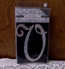 Crystal Rhinestone Silver Letter V Monogram Cake Topper Wedding Anniversary NIP