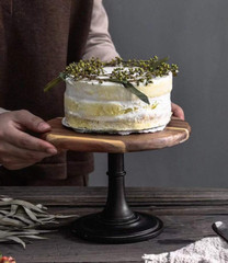 Wooden Cake Stand Wedding: Acacia Wood Cupcake Pedestal Stands round Dessert Ris