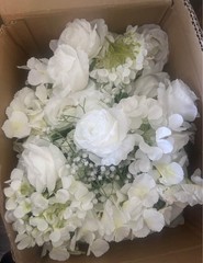 Artificial White & Green Wedding Garland Arrangement 36ft Roses and hydrangeas