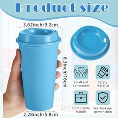 Pcs 16 oz Reusable Coffee Cups with Lids, Microwaveable 12 Morandi Colors