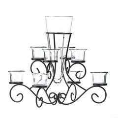 Stunning Scrollwork Candleholder Stand With Vase Home Decorative Collectible