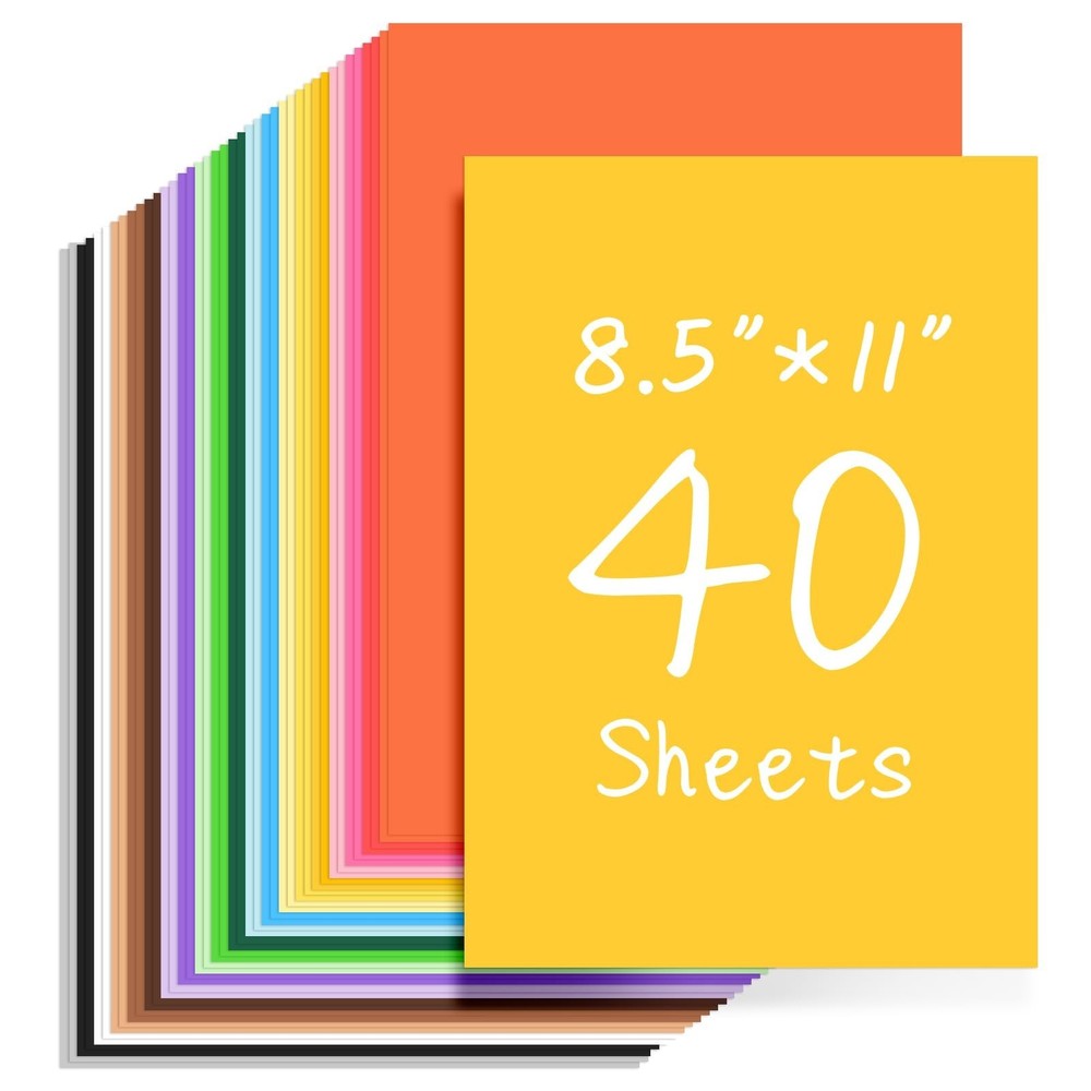 40 PCS Cardstock 8.5 «x 11», Craft Bulk Construction Paper 180GSM/65LB, 20 Co…