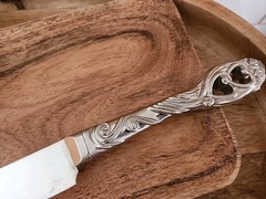 Vintage Ornate Silver Scroll Cake Knife – Elegant Wedding Dessert Server 12″
