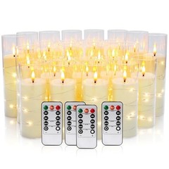 24 Pcs LED Flameless Candles with Remote, 3D Strip Light String-24Pack