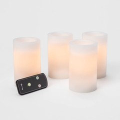 4pc Threshold 5″ x 3″ LED Flameless White Pillar Candles w/ Remote
