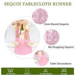 12×108-Inch Sequin Table Runner 1 Piece 12×108″ Pink Gold