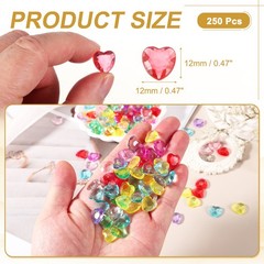 250Pcs Acrylic Heart Gems Heart Shaped Bauble Vase Fillers Ornaments Red