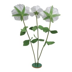 3 Heads Giant Artificial Flowers With Base White Rose 55in Height Handmade