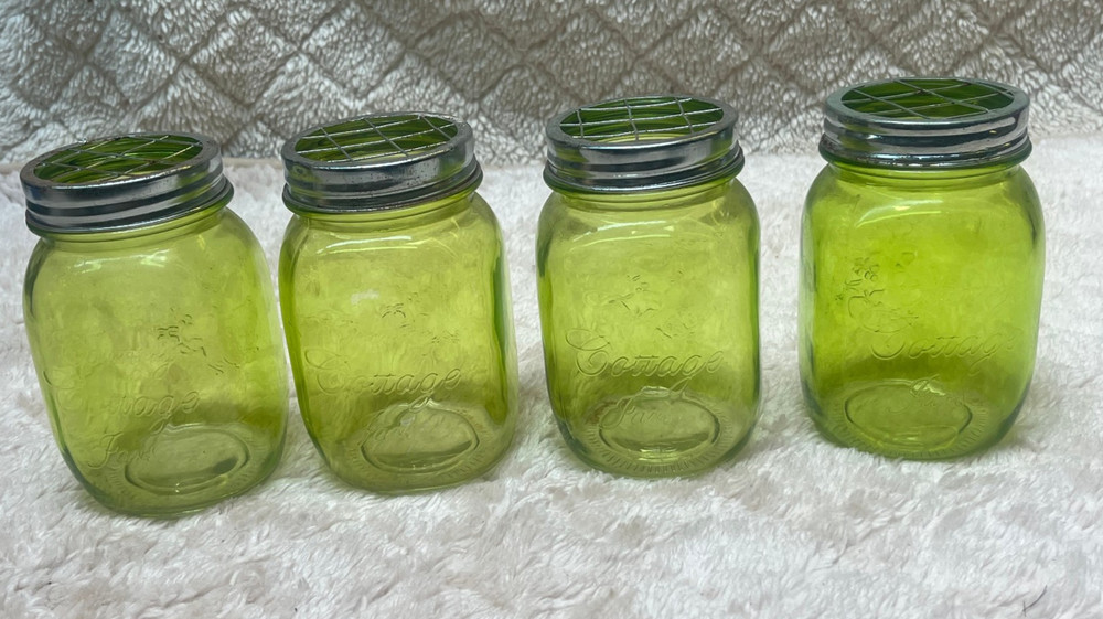 Country Cottage Glass Jars Vase Green Pint Size Centerpiece Wedding Décor