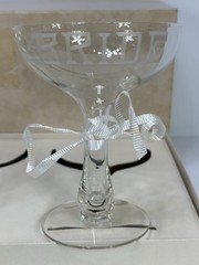 VTG MCM Engraved BRIDE GROOM Glasses Hollow Stem Champagne Coupes 1967 In Box