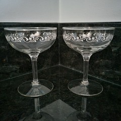 Vintage Bride Groom Wedding Toasting Champagne Wine Glasses