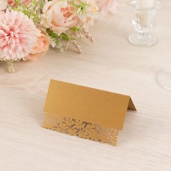 50 GOLD Paper Table Name PLACE CARDS Laser Cut Leaf Vine Design Party Events