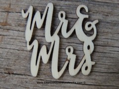 25 Cursive Mr & Mrs wood letter word embellishment Wedding Decor craft supply