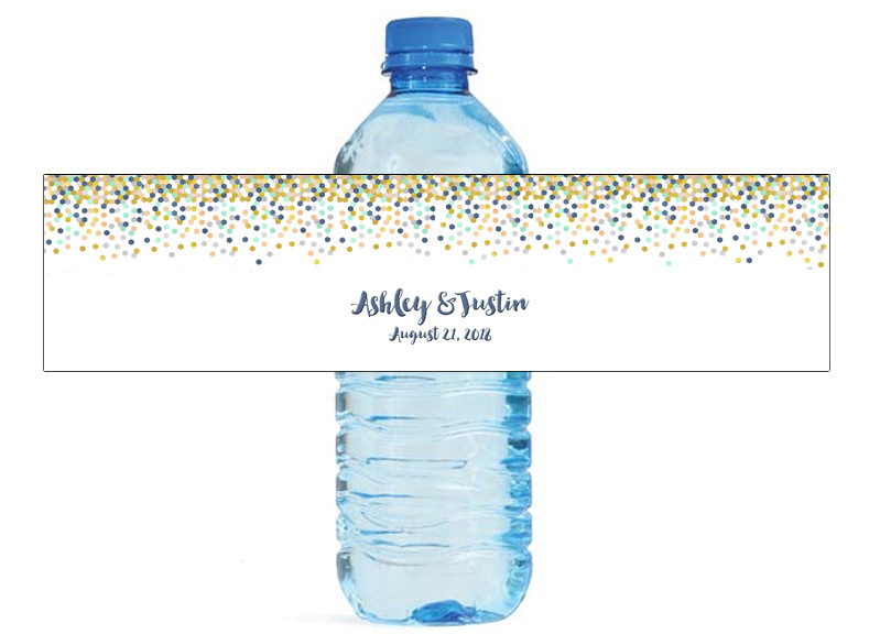 Geometric Gold Confetti Engagement Party Bridal Shower Water Bottle labels
