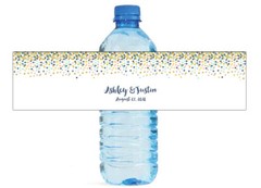 Geometric Gold Confetti Engagement Party Bridal Shower Water Bottle labels