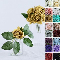 2-Inch Artificial Mini FOAM ROSES FLOWERS Stems Party Wedding DIY Decorations