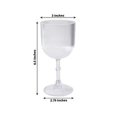 12 CLEAR Plastic Wine Glasses Vintage Ribbed Pattern Party Events Decorations