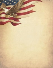 Land of the Brave Patriotic 8.5 x 11 inches, Vintage Brown Red White Blue