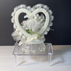 BLACK Hair Caucasan Bride & Groom Porcelain Wedding Cake Topper 60’s Vintage
