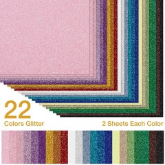 44 Sheets Glitter Cardstock Paper, 22 A5 (8.3” x 5.8”), 44 Sheets-22 Colors