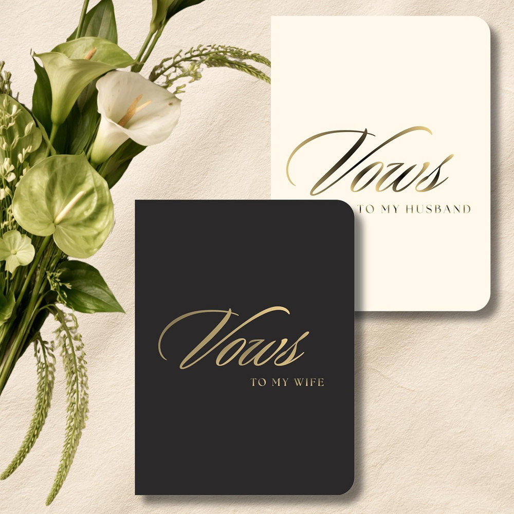 Vow Books His and Hers – Wedding Vow Book, 24 Lined Pages, Soft Touch Cover with
