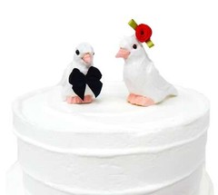 Dove Cake Top Bride Groom Love Bird Church Wedding Engage Carve Wood Statue