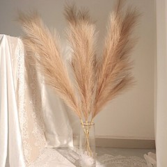 3 TAUPE 44″ ARTIFICIAL Pampas Grass SPRAYS Faux Plant STEMS Party Decorations