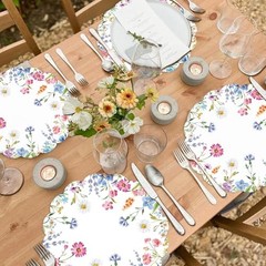50Pcs Round Paper Placemats, 13.4 Inch Wildflower Disposable Floral Placemats
