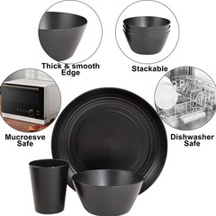 Liyh Love In Your Heart Liyh 48 Pcs Black Wheat Straw Plates And Bowls