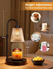 Innqoo Candle Warmer Lamp with Timer, Dimmable Regular(4.7 in), A-Black
