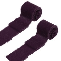 2 Roll Velvet Ribbon, 3 Inch x 3 Yard Silk Frayed Ribbon, Dark Purple