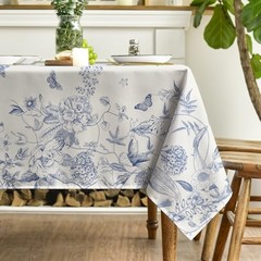 Spring Tablecloth 60×120 Inch, Hand-Drawing 60″ x 120″ (Rectangular) Blue