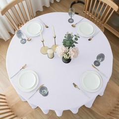 Biscaynebay Textured Fabric Round Tablecloths 108″, White Water Resistant Tab…