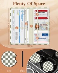 Car Registration and Insurance Holder with Coasters – Vehicle Green Checkered