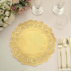 100 GOLD 12″ Round Disposable Lace PAPER DOILIES PLACEMATS Event Party Supplies