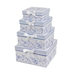 BLUE 4 Nesting Gift Boxes with Lids Party Supplies Wedding Decorations