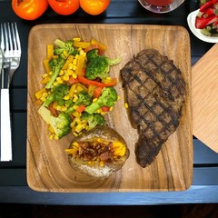 Wrightmart Set Of 4 Acacia Wood Plates 10 Square Dinner Plates Solid